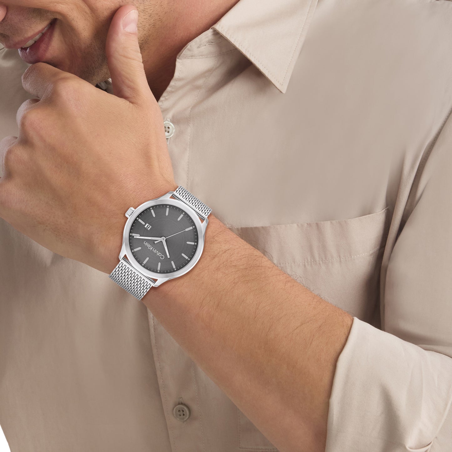 Define Male Grey Analog Mesh Watch 25200352