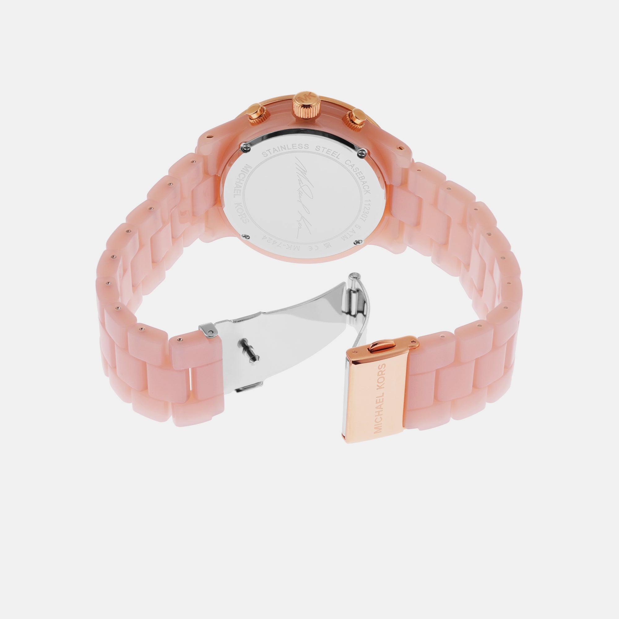 Female Runway Chronograph Blush Acetate Watch MK7424 – Just In Time