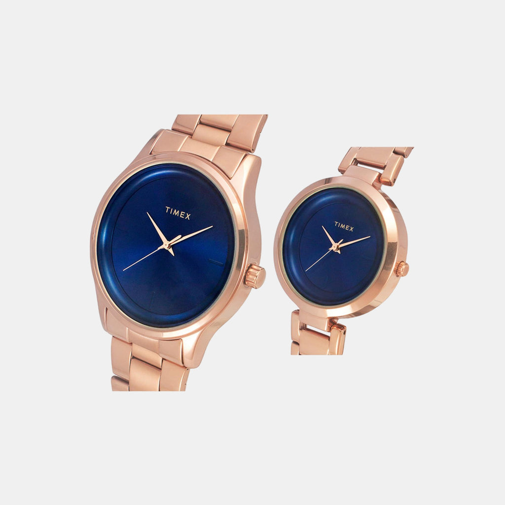 Fashion Couple Quartz Blue Dial Analog Stainless Steel Watch TW00PR296