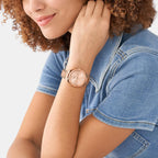 Scarlette Women Quartz Rose Gold Dial Analog Stainless Steel Watch ES5258