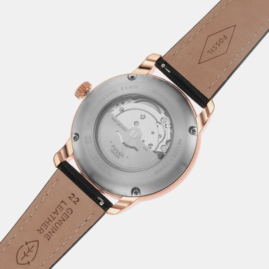 Heritage Men Automatic Black Dial Analog Leather Watch ME3222