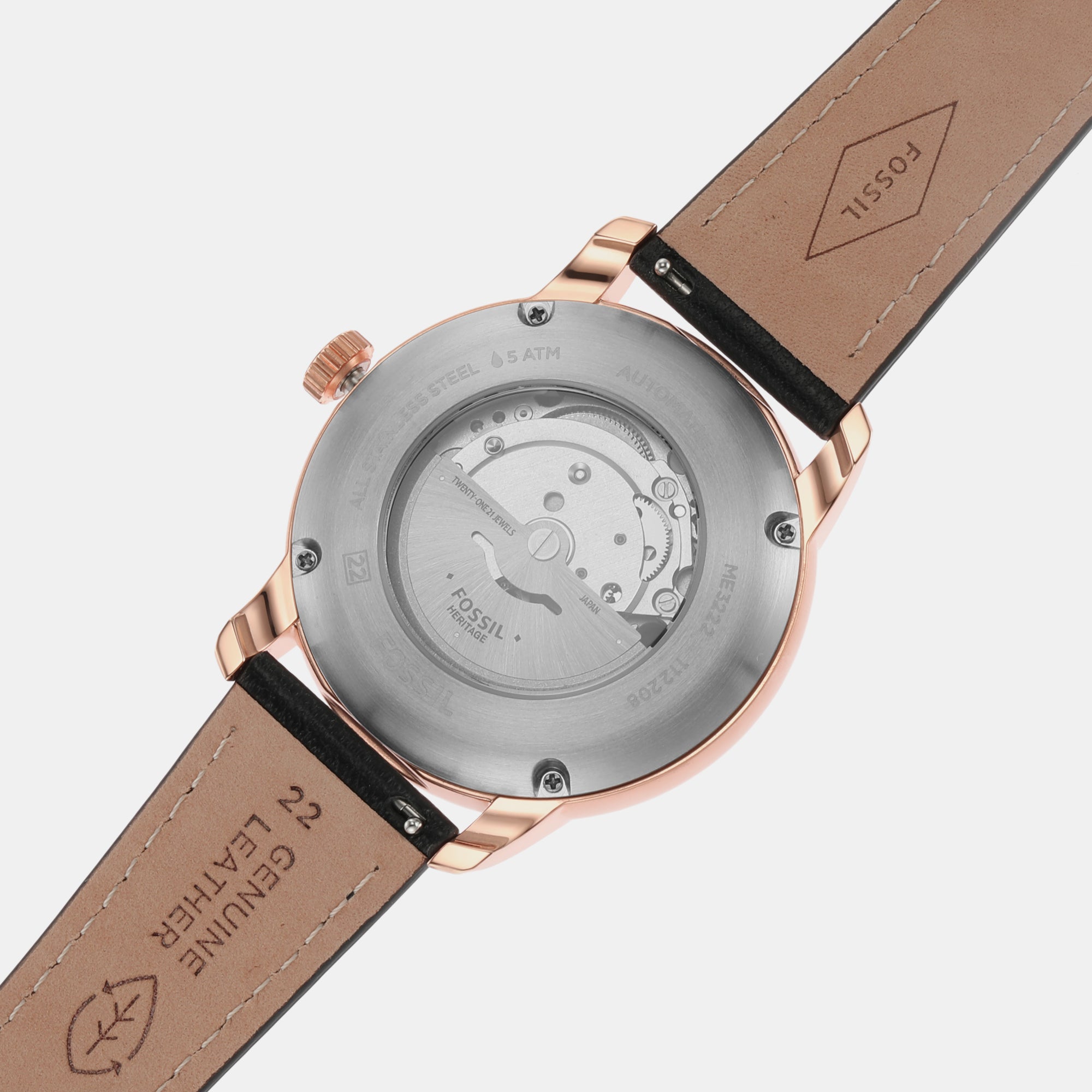 Heritage Men Automatic Black Dial Analog Leather Watch ME3222