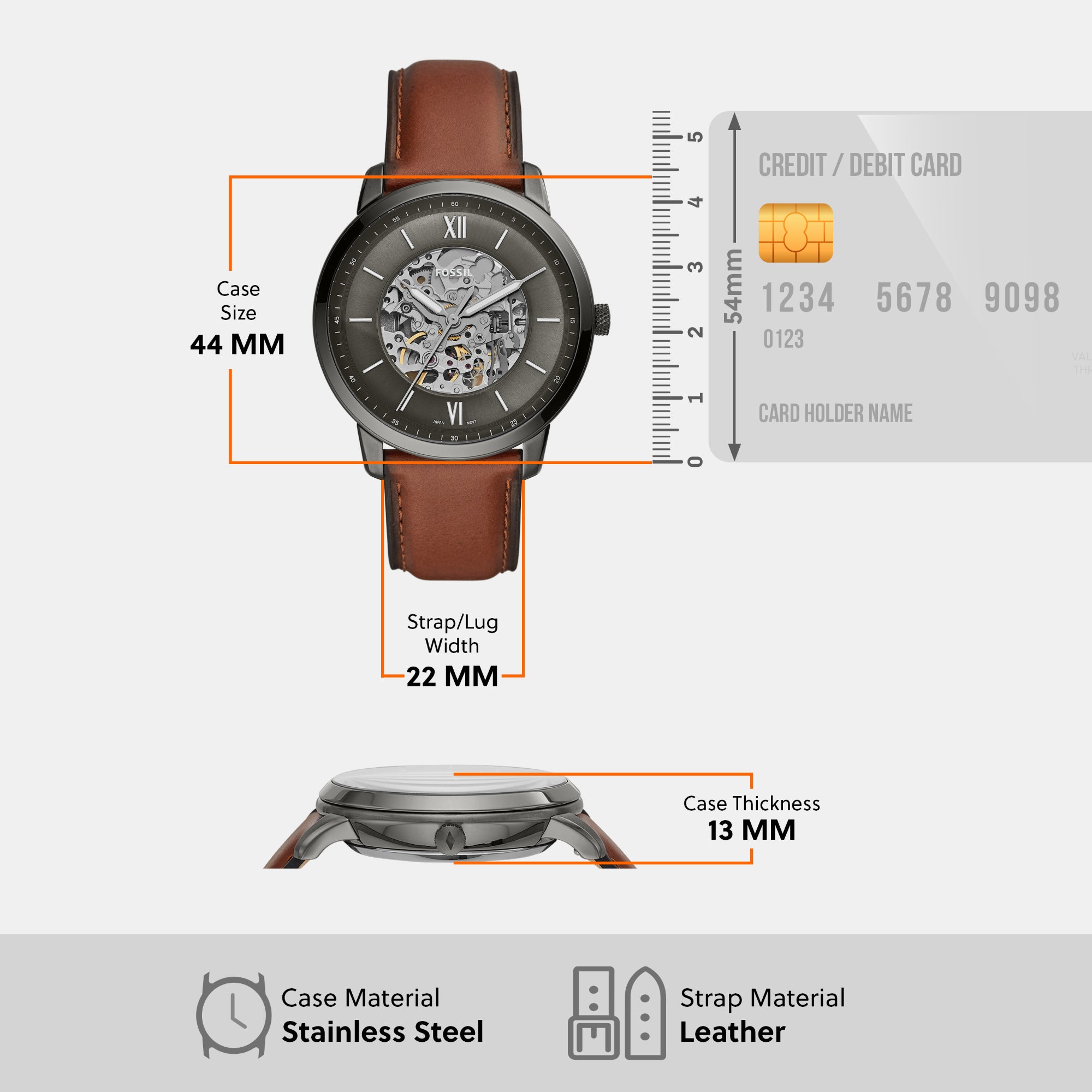 Neutra Men Automatic Smoke Dial Analog Leather Watch ME3161