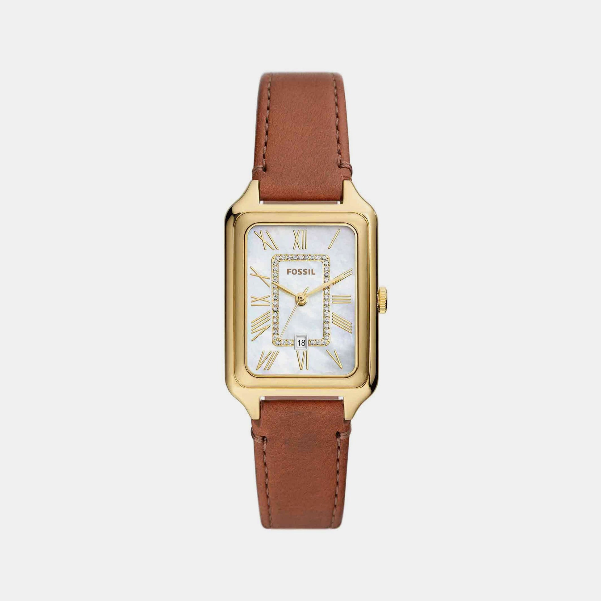 Female White Analog Leather Watch ES5307