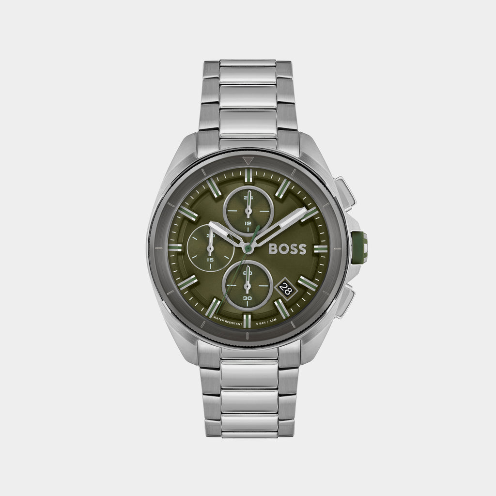 Boss Round Green Chronograph watch