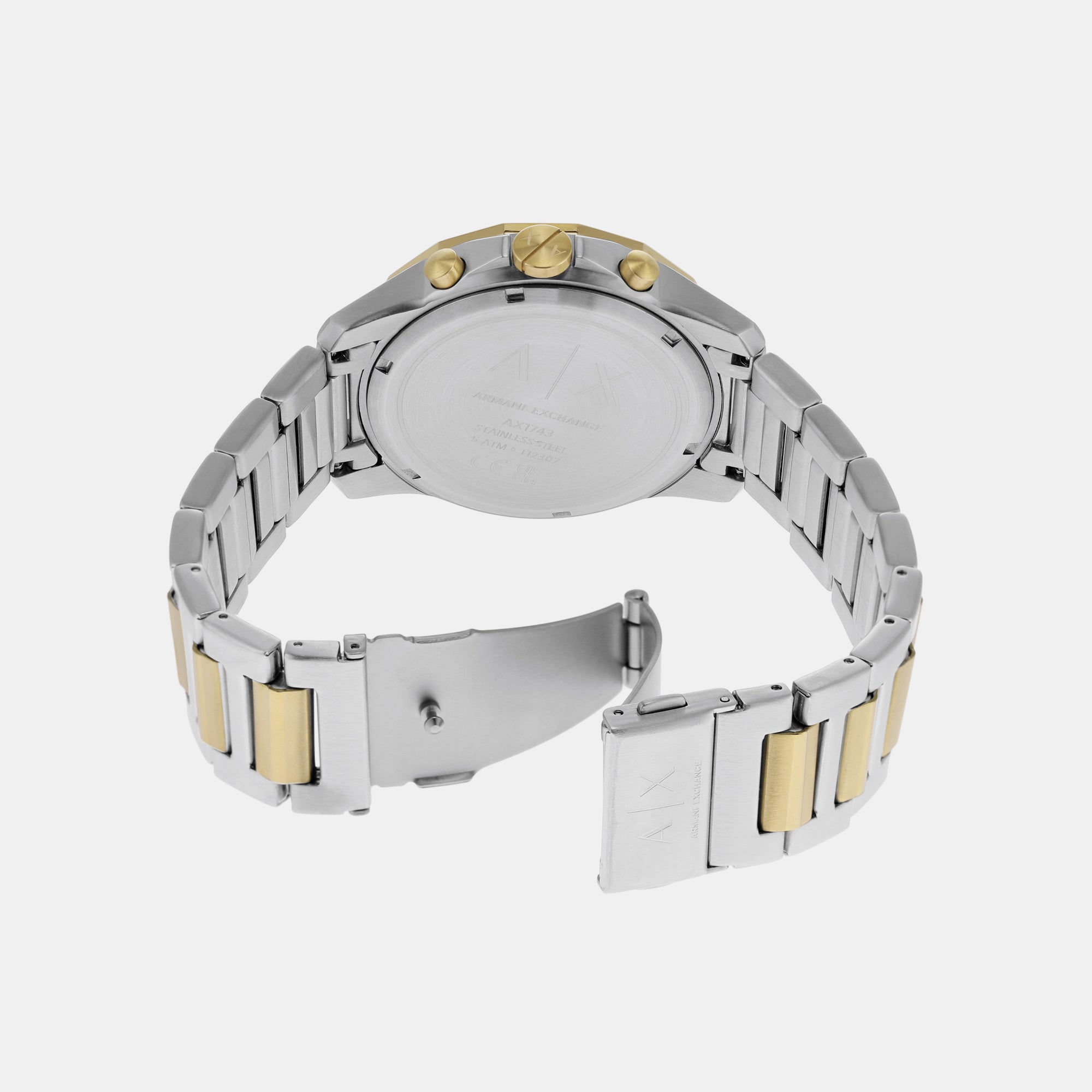 Banks Men Quartz Black Dial Chronograph Stainless Steel Watch AX7148SET