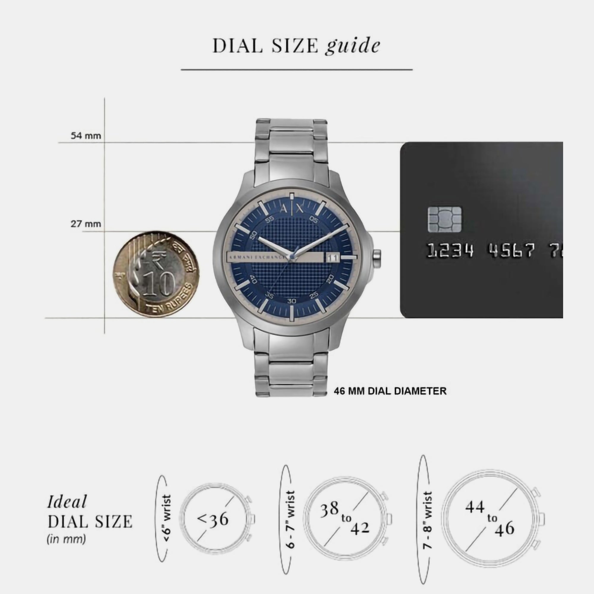 Male Blue Analog Stainless Steel Watch AX2451 Just In Time