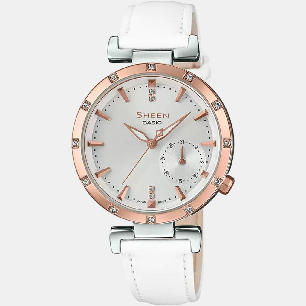 Sheen Women Quartz Silver Dial Chronograph Leather Watch SX226