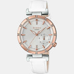 Sheen Women Quartz Silver Dial Chronograph Leather Watch SX226