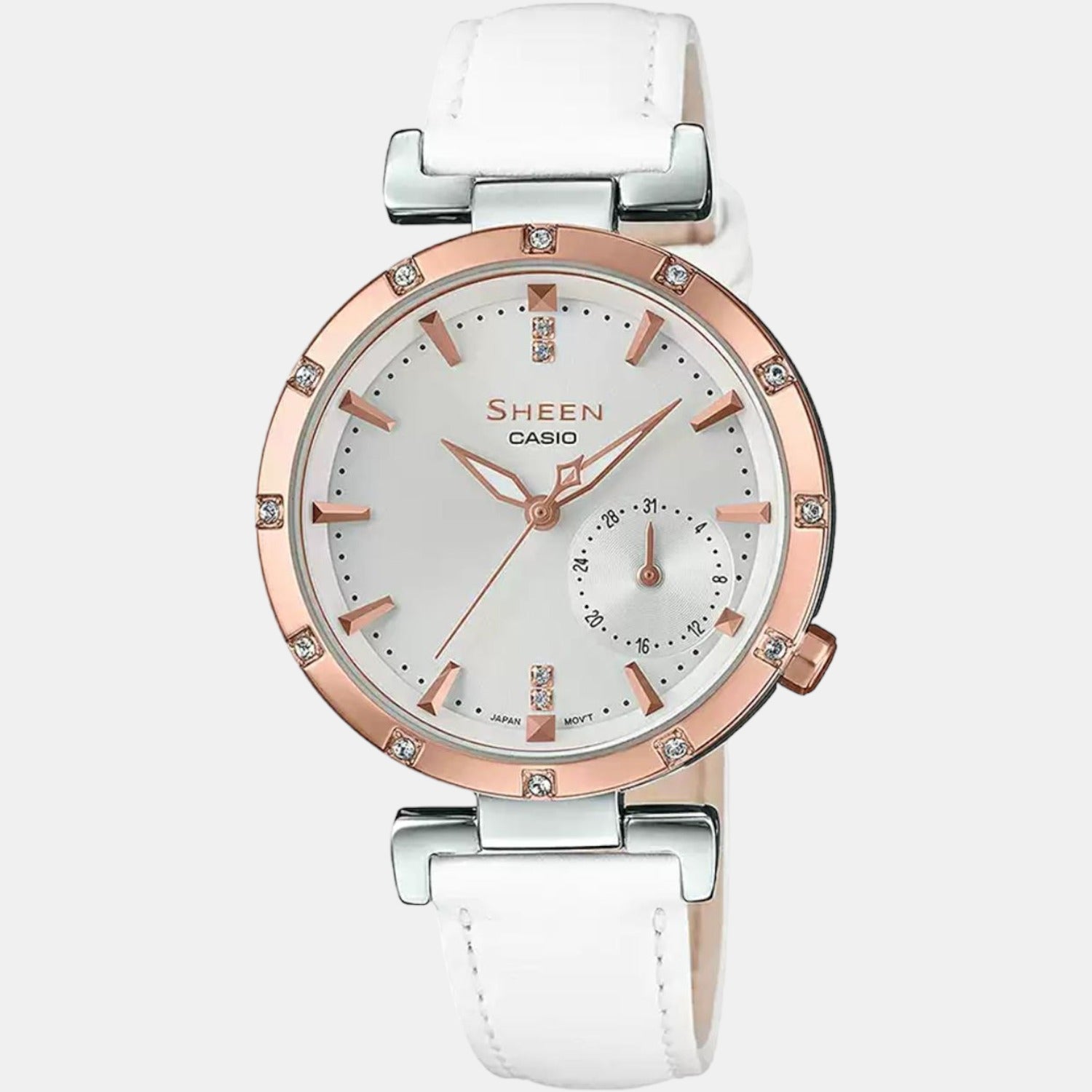 Sheen Women Quartz Silver Dial Chronograph Leather Watch SX226
