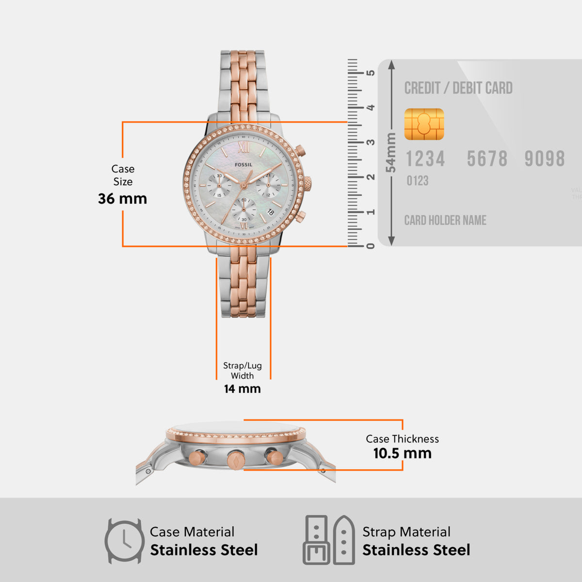 Fossil Stainless Steel Round watch