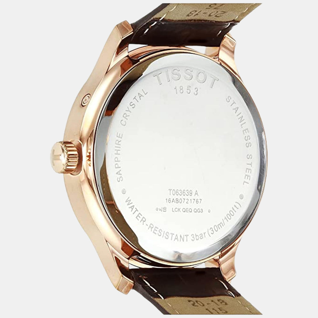 Tradition Men Quartz Silver Dial Multi-Function Leather Watch T0636393603700