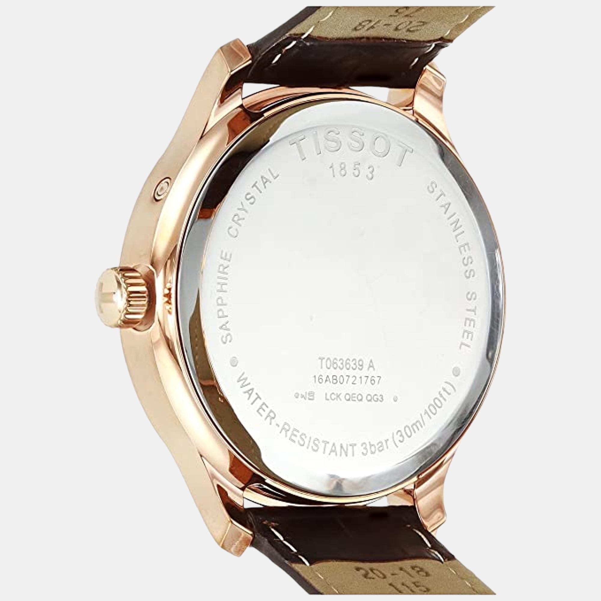 Tradition Men Quartz Silver Dial Multi-Function Leather Watch T0636393603700