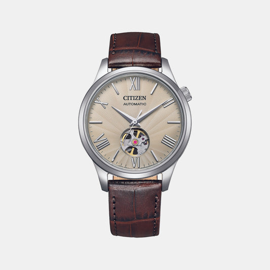 Male Analog Leather Automatic Watch NH9130-17A