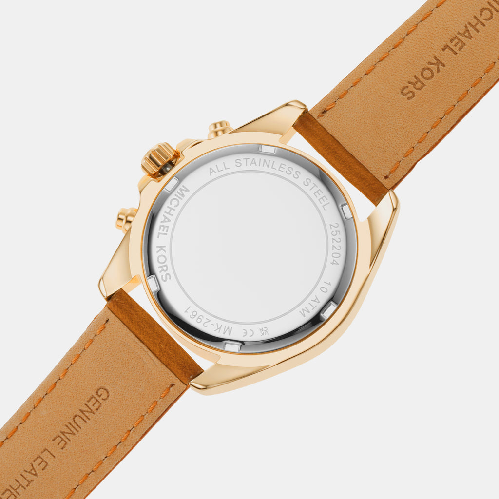 Bradshaw Women Quartz White Dial Chronograph Leather Watch MK2961