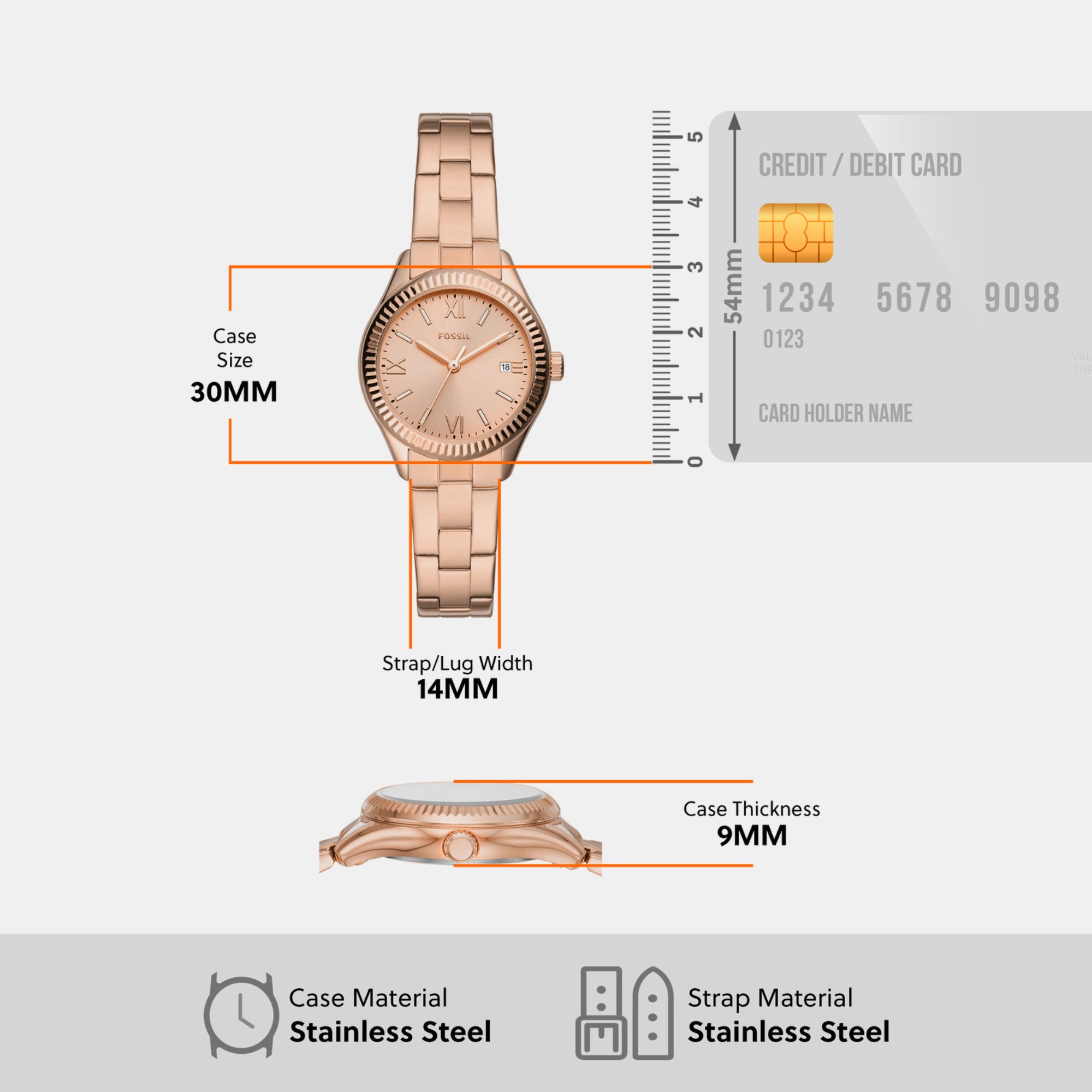 Fossil Women Round Rose Gold watch