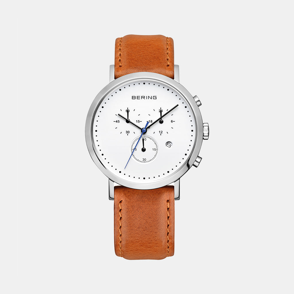 Bering Round White Chronograph watch