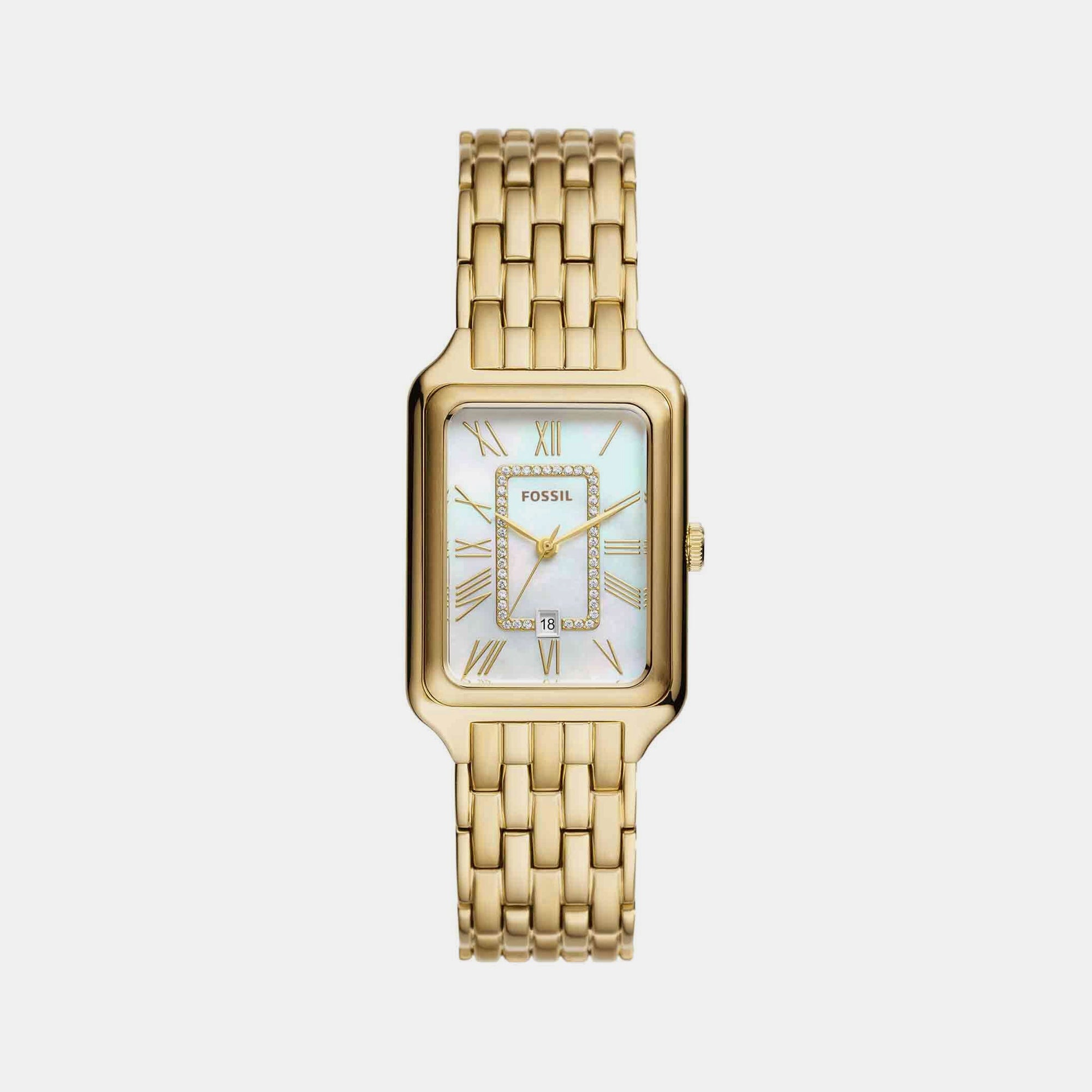 Fossil Rectangular Gold Analog watch