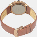 Fashion Men Quartz Beige Dial Analog Leather Watch TWEG22101