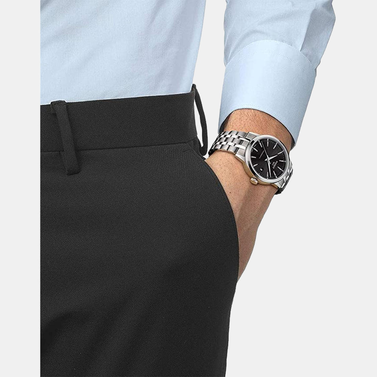 Classic Dream Men Automatic Black Dial Analog Stainless Steel Watch T1294071105100