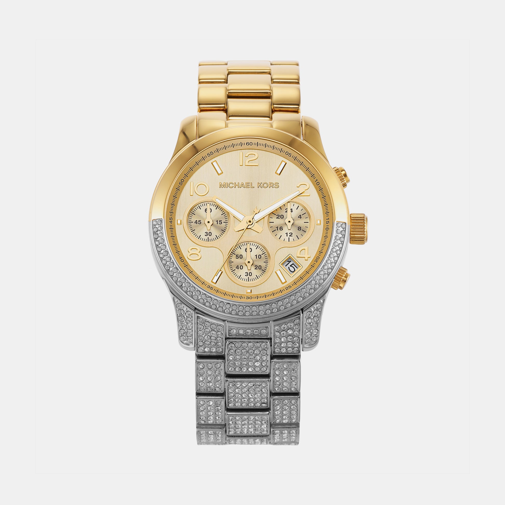 Michael Kors Runway Women Quartz Gold Dial Chronograph Stainless