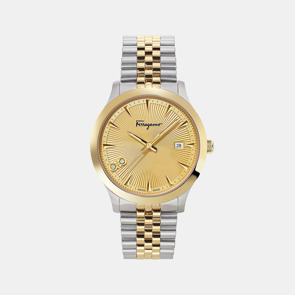 Ferragamo Round Champagne Analog watch