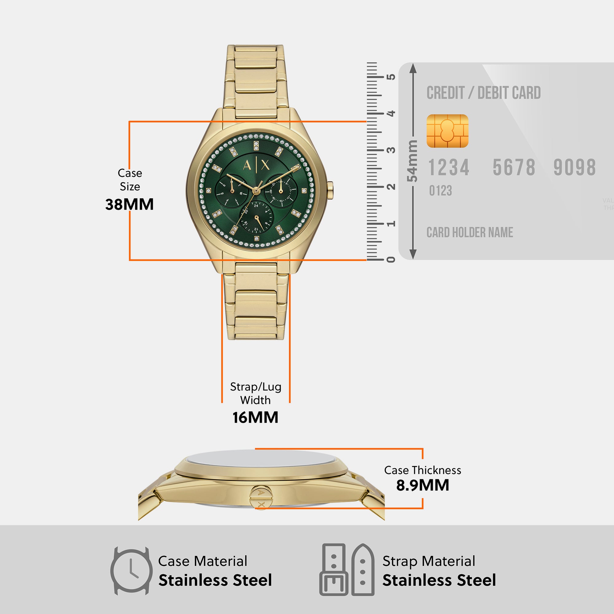 Armani Exchange 38 mm Gold Quartz watch