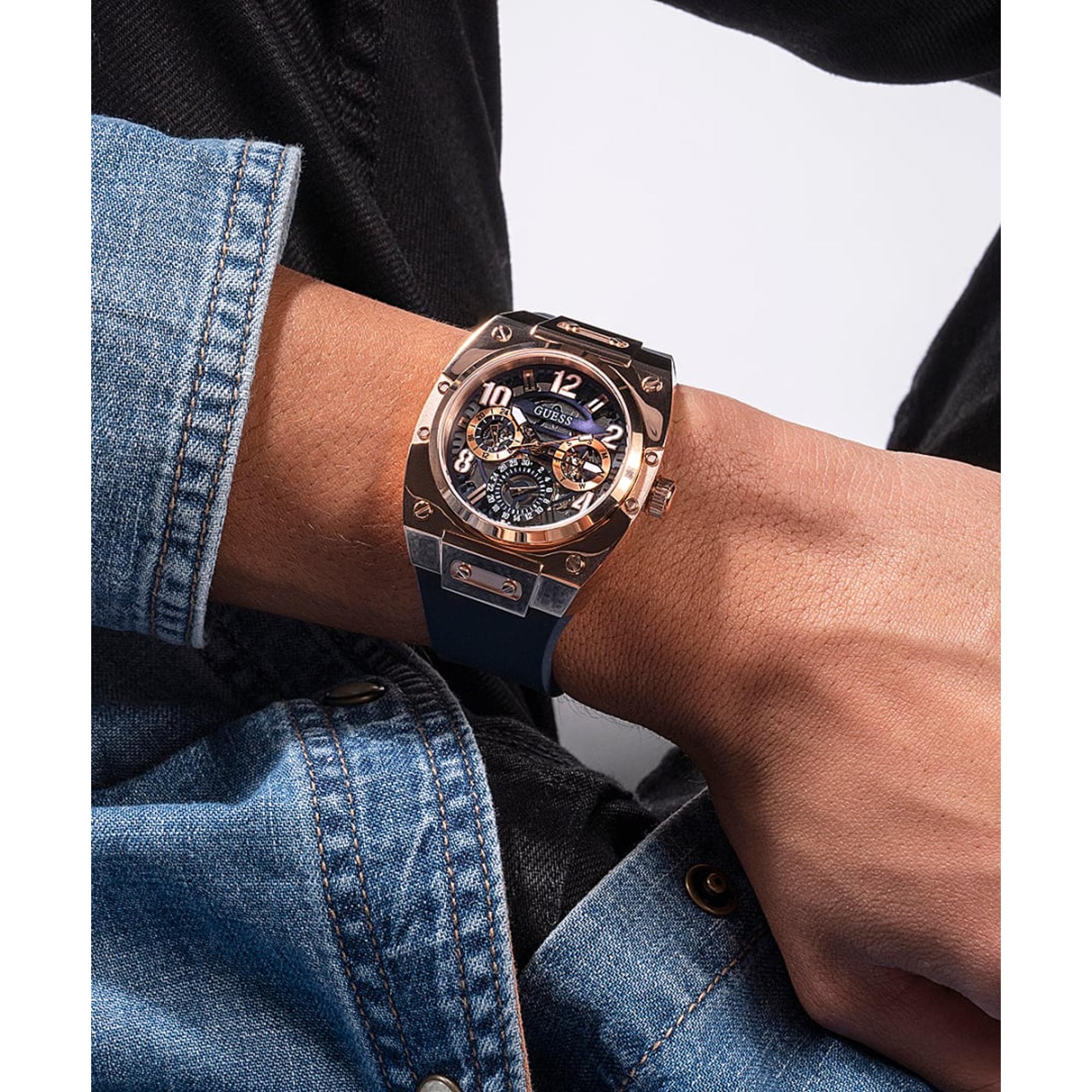 Men Quartz Blue Dial Chronograph Silicone Watch GW0569G3