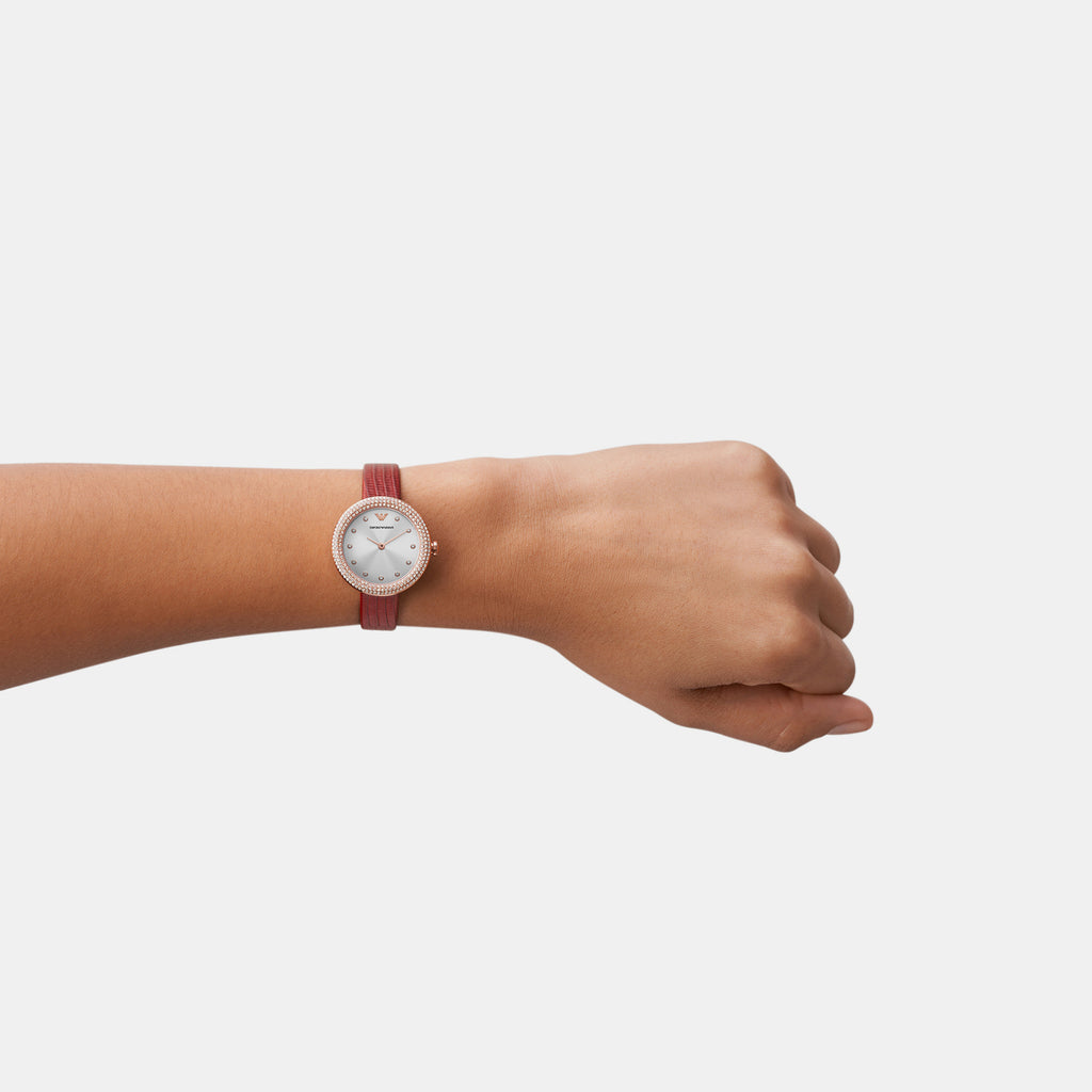 Emporio Armani Leather Silver watch