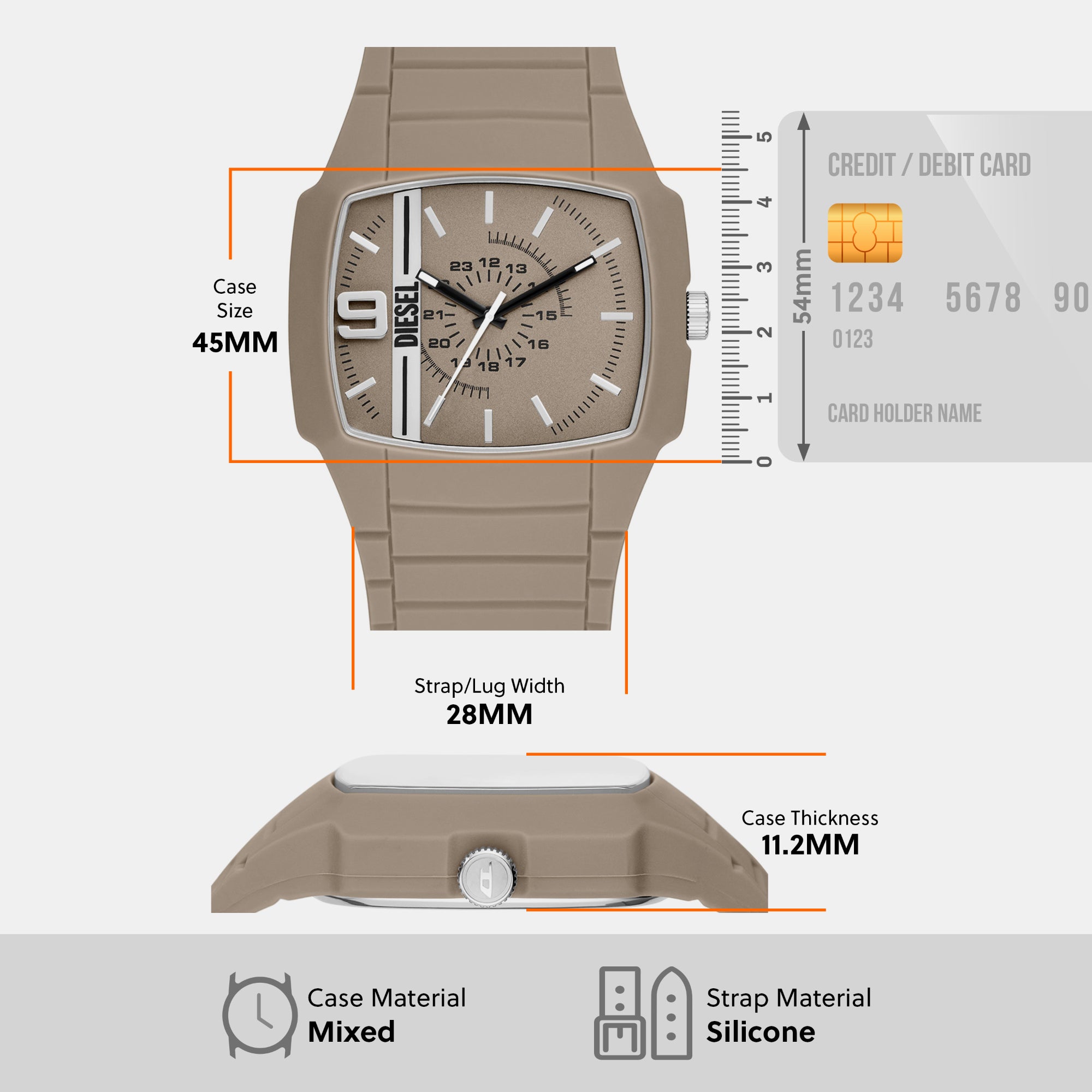 Diesel 45 mm Brown Quartz watch