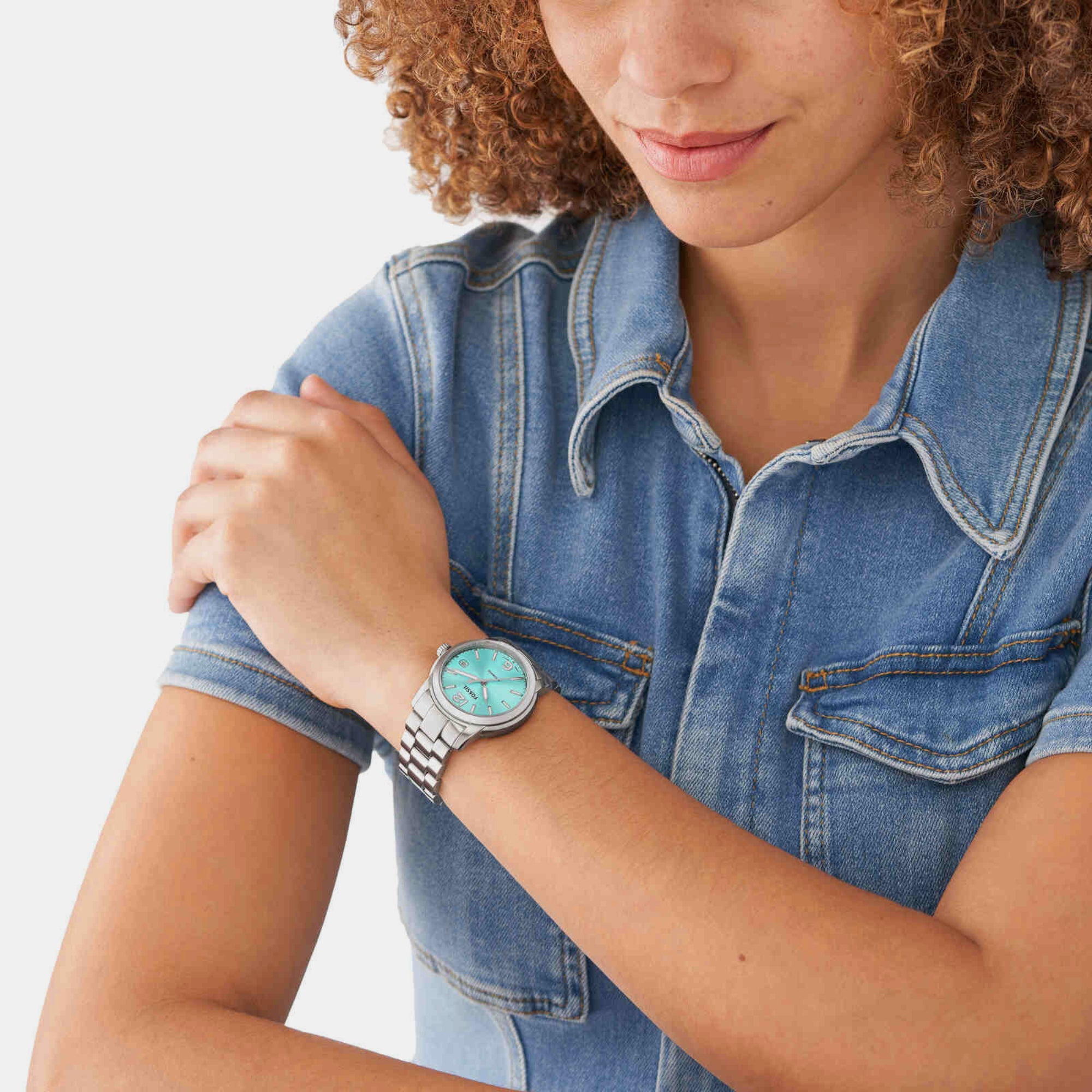 Blue face hotsell fossil watch women's