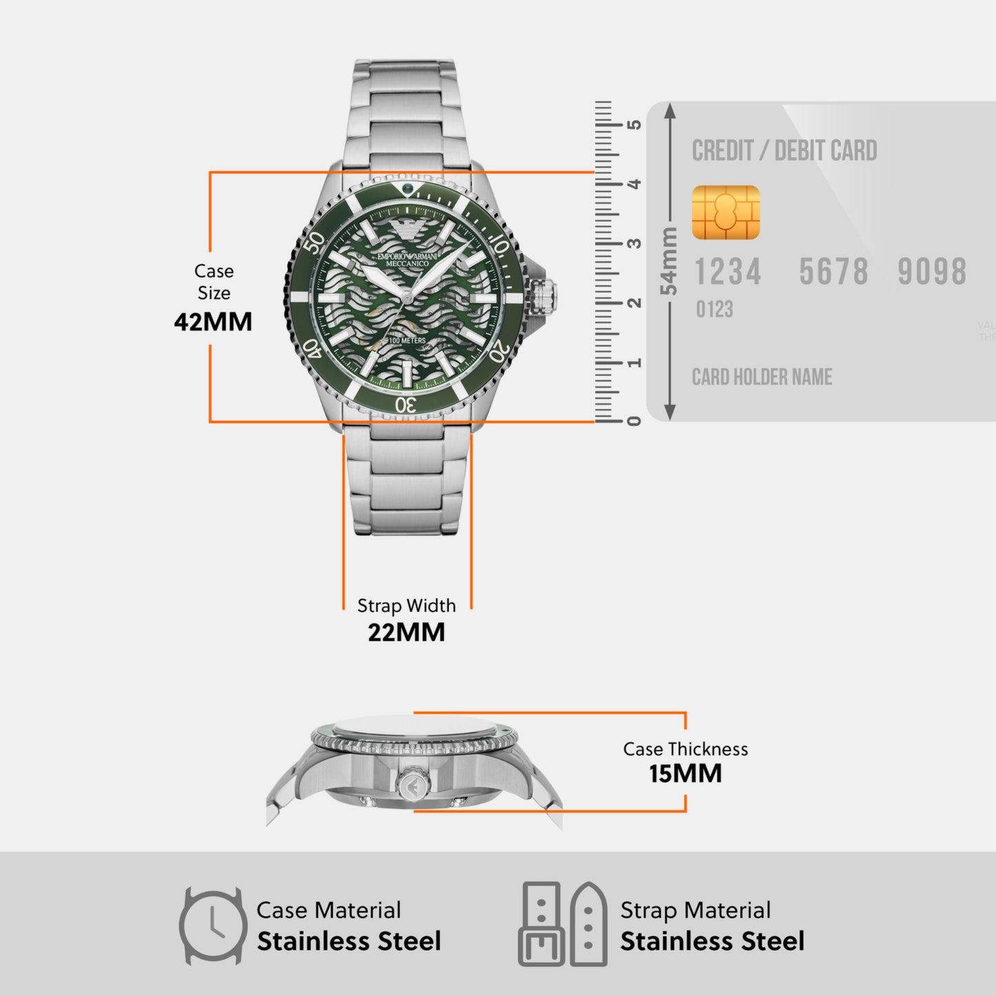 Male Green Analog Stainless Steel Watch AR60061