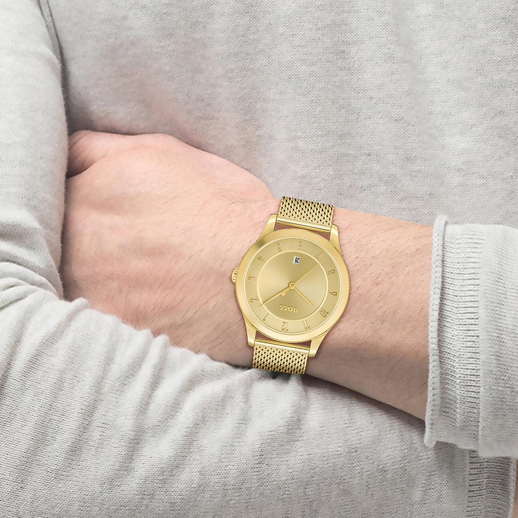 Boss Men Round Gold watch