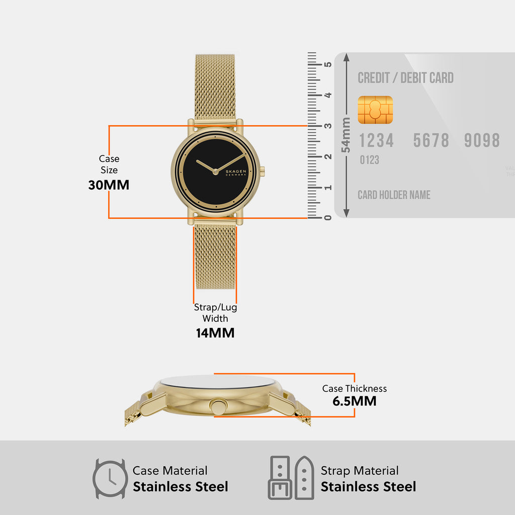 Women Quartz Black Dial Analog Mesh Watch SKW3111