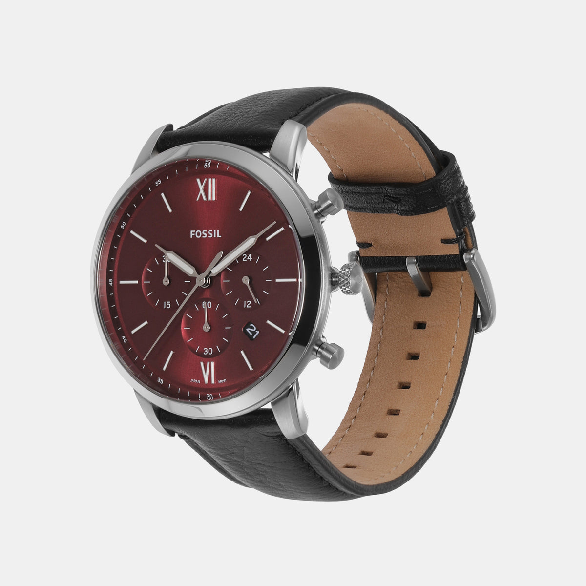 Fossil Men Round Burgundy watch