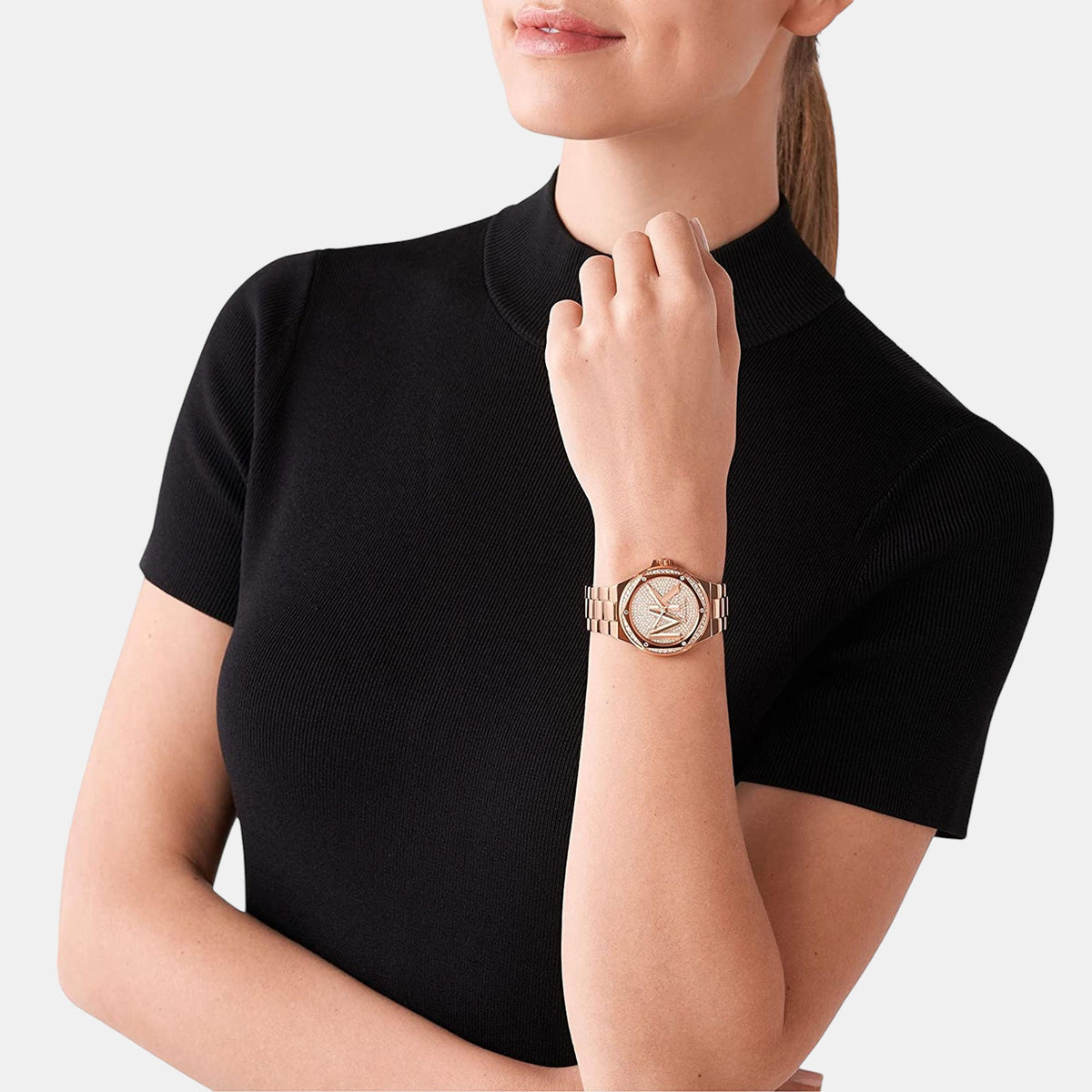 Lennox Women Quartz Rose Gold Dial Analog Stainless Steel Watch MK7230