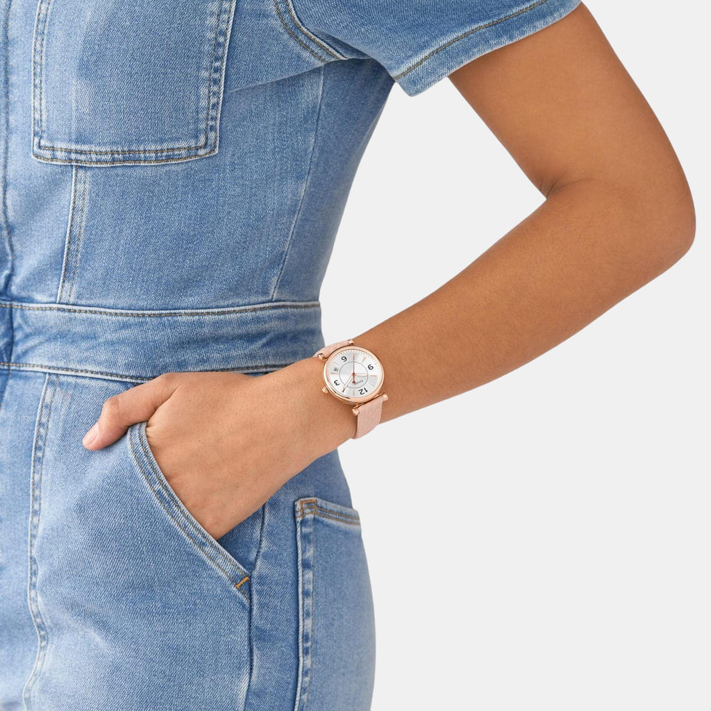 Carlie Women Quartz White Dial Analog Leather Watch ES5269