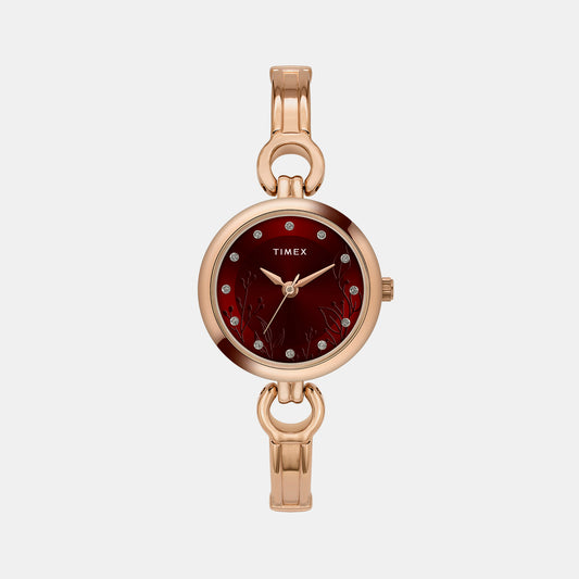 Female Maroon Analog Stainless Steel Watch TWEL11437