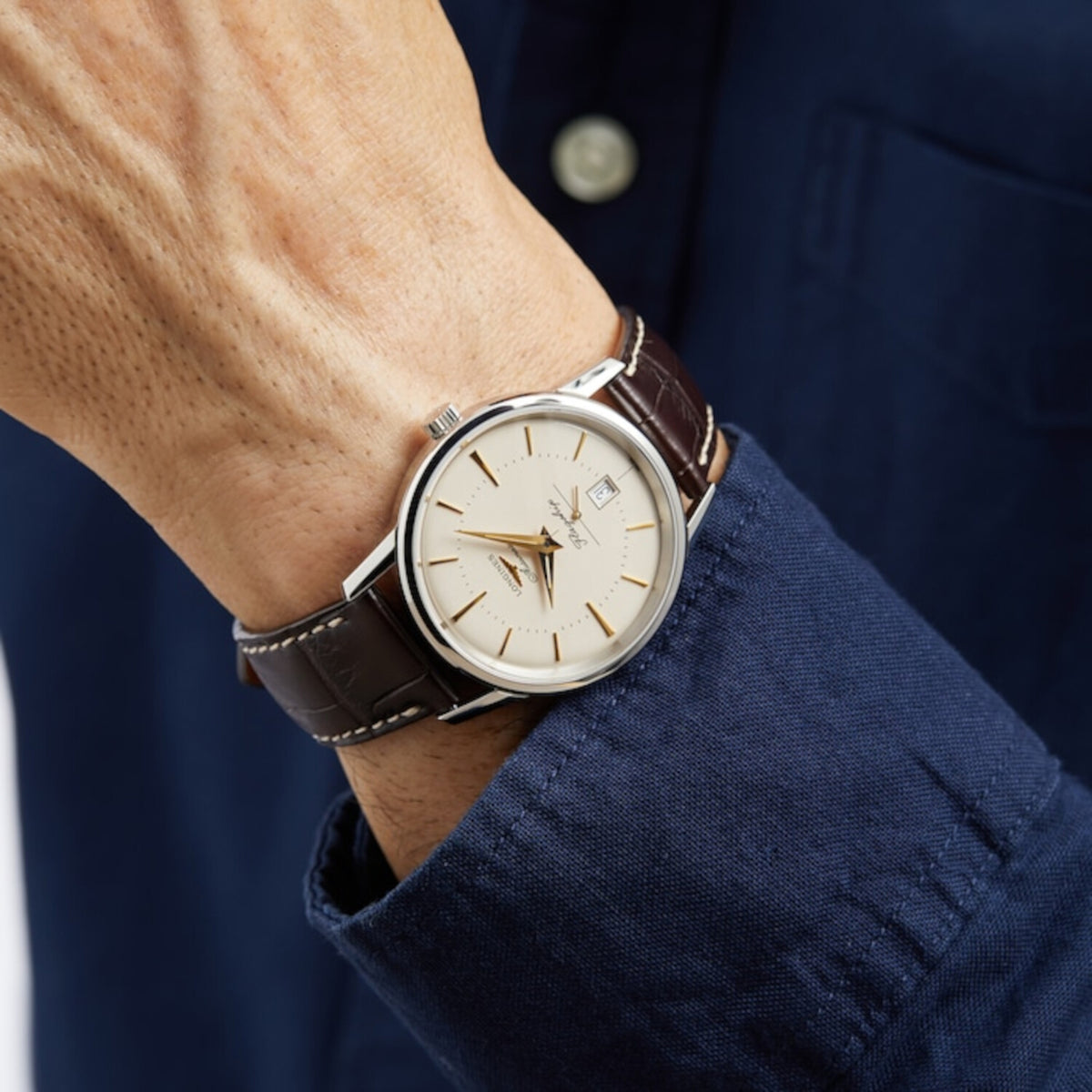 Longines Leather Grey watch
