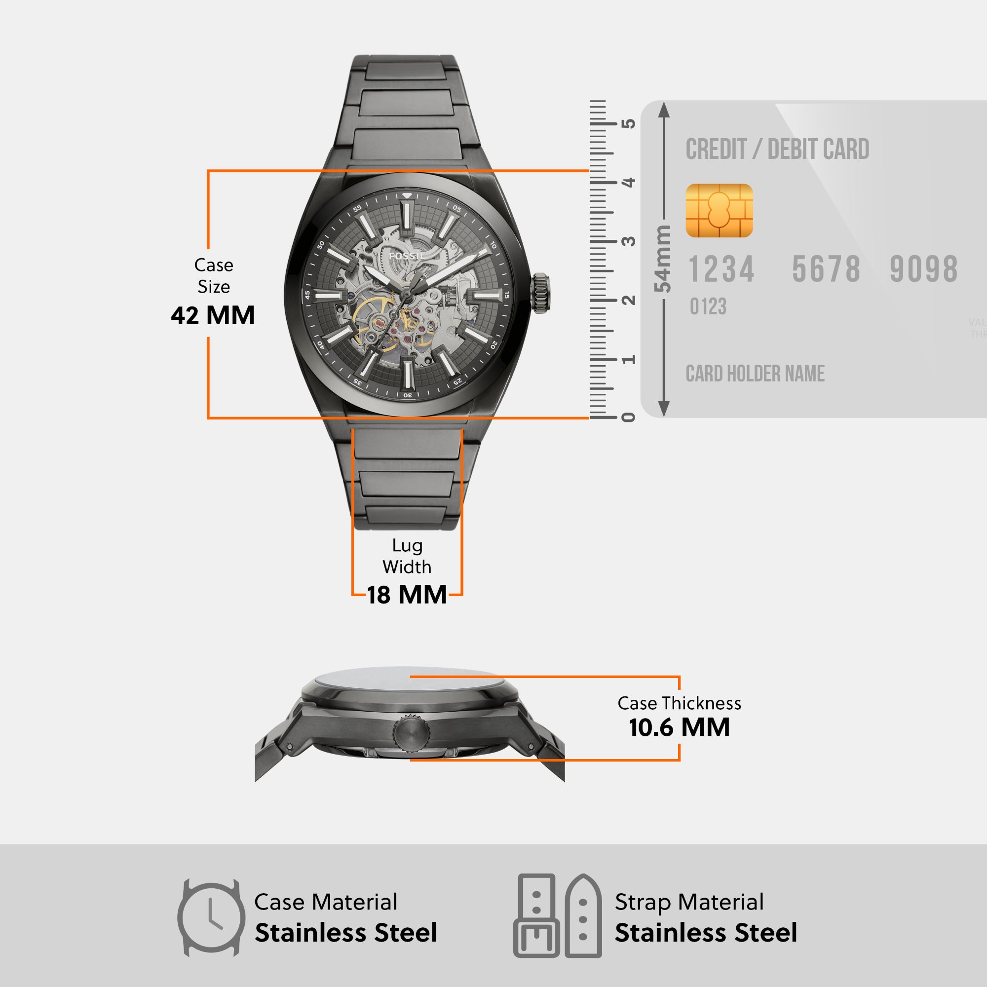Fossil Stainless Steel Grey watch