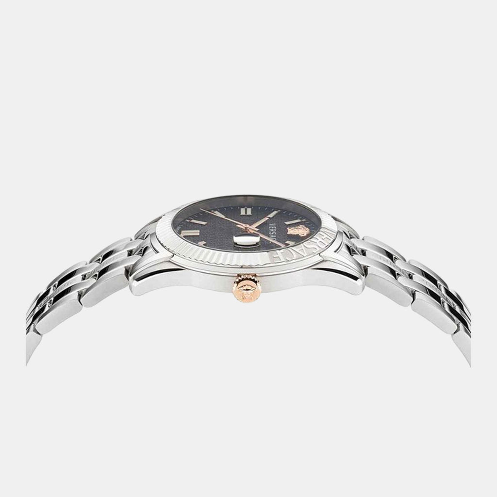 Men Quartz Black Dial Analog Stainless Steel Watch VE3K00322