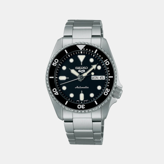 New 5 sports Male Black Automatic Stainless steel Watch SRPK29K1