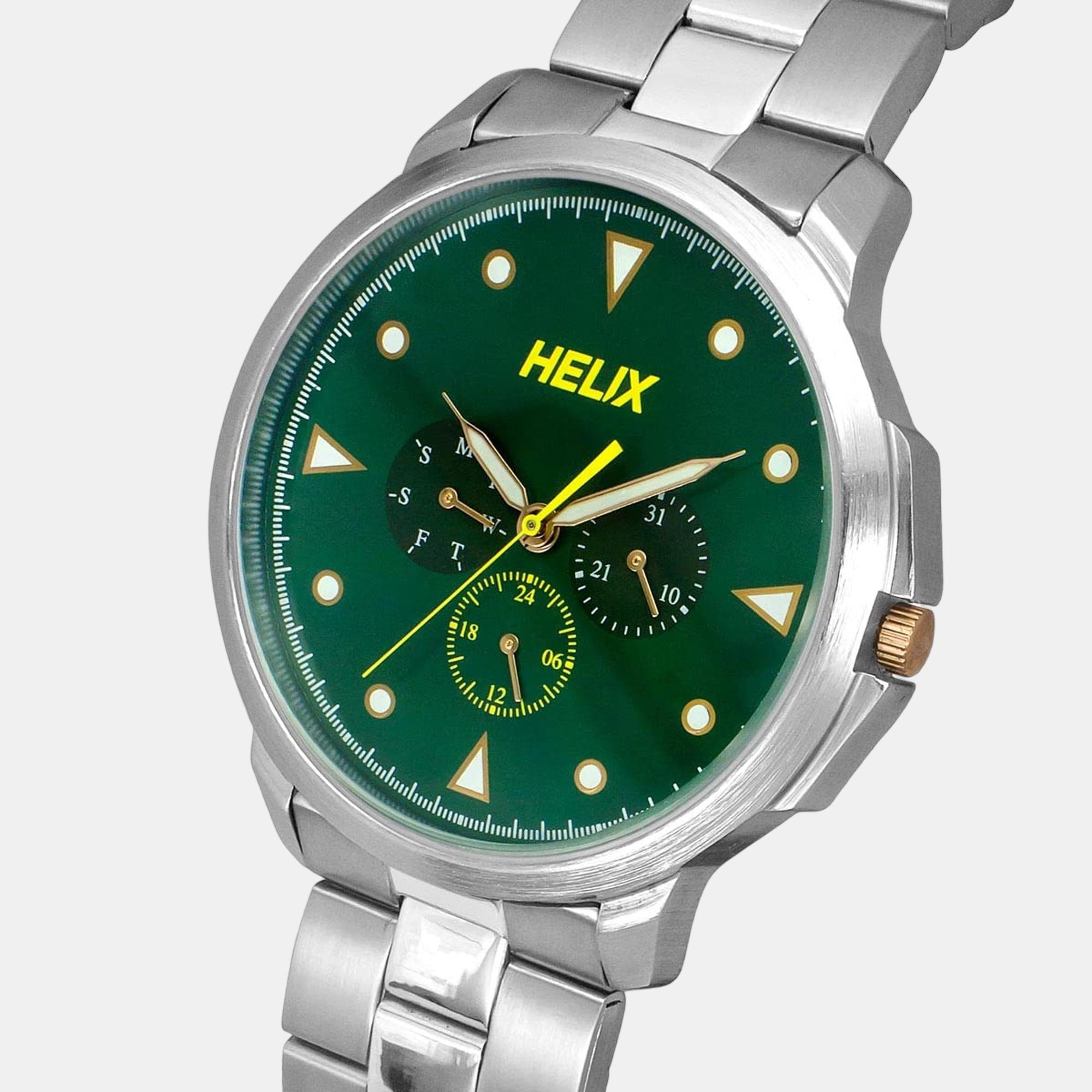 Men Quartz Green Dial Chronograph Stainless Steel Watch TW027HG34