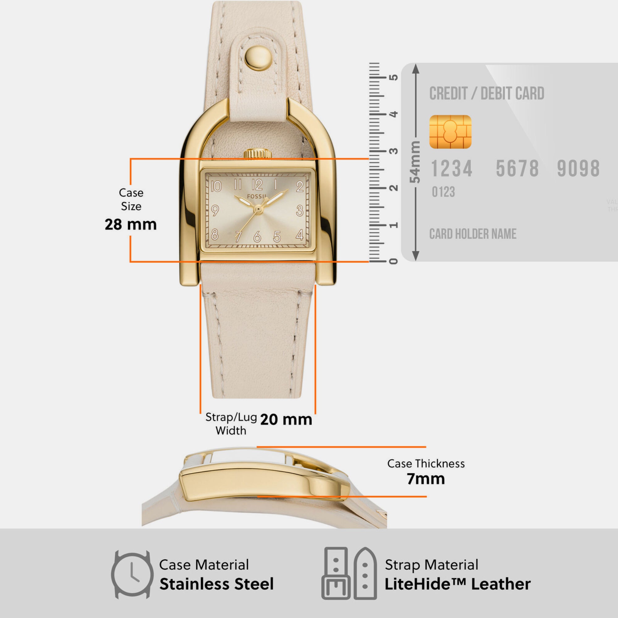 Fossil Stainless Steel Rectangular watch
