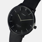 Fashion Men Quartz Black Dial Analog Leather Watch TWEG22102