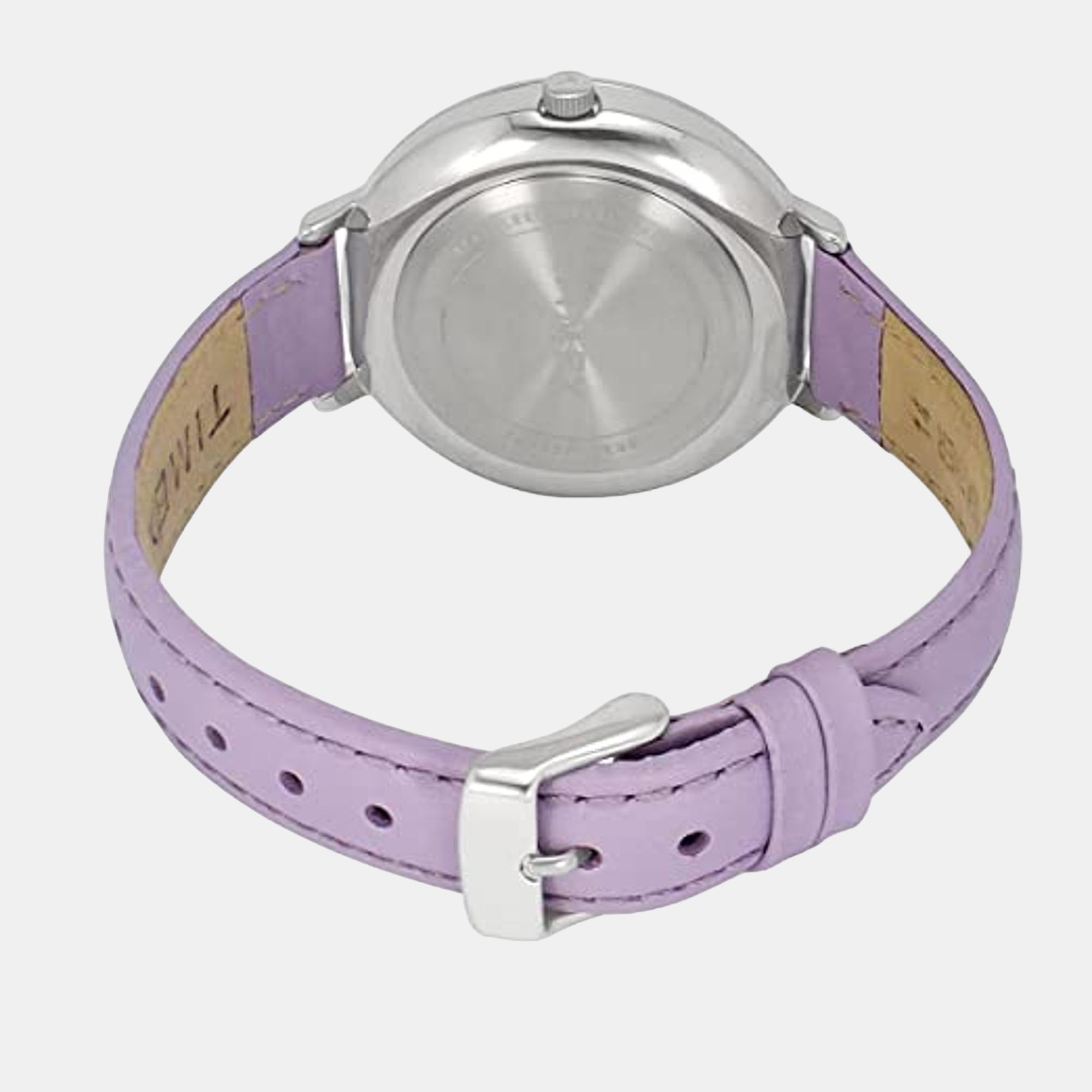 Fashion Women Quartz Purple Dial Analog Leather Watch TWEL14706
