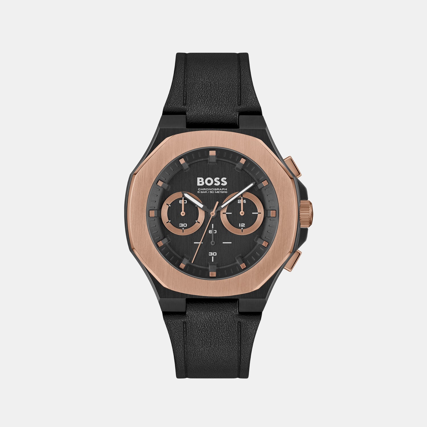 Taper Male Black Chronograph Leather Watch 1514089