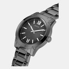 Crescent Men Quartz Black Dial Analog Stainless Steel Watch GW0574G3