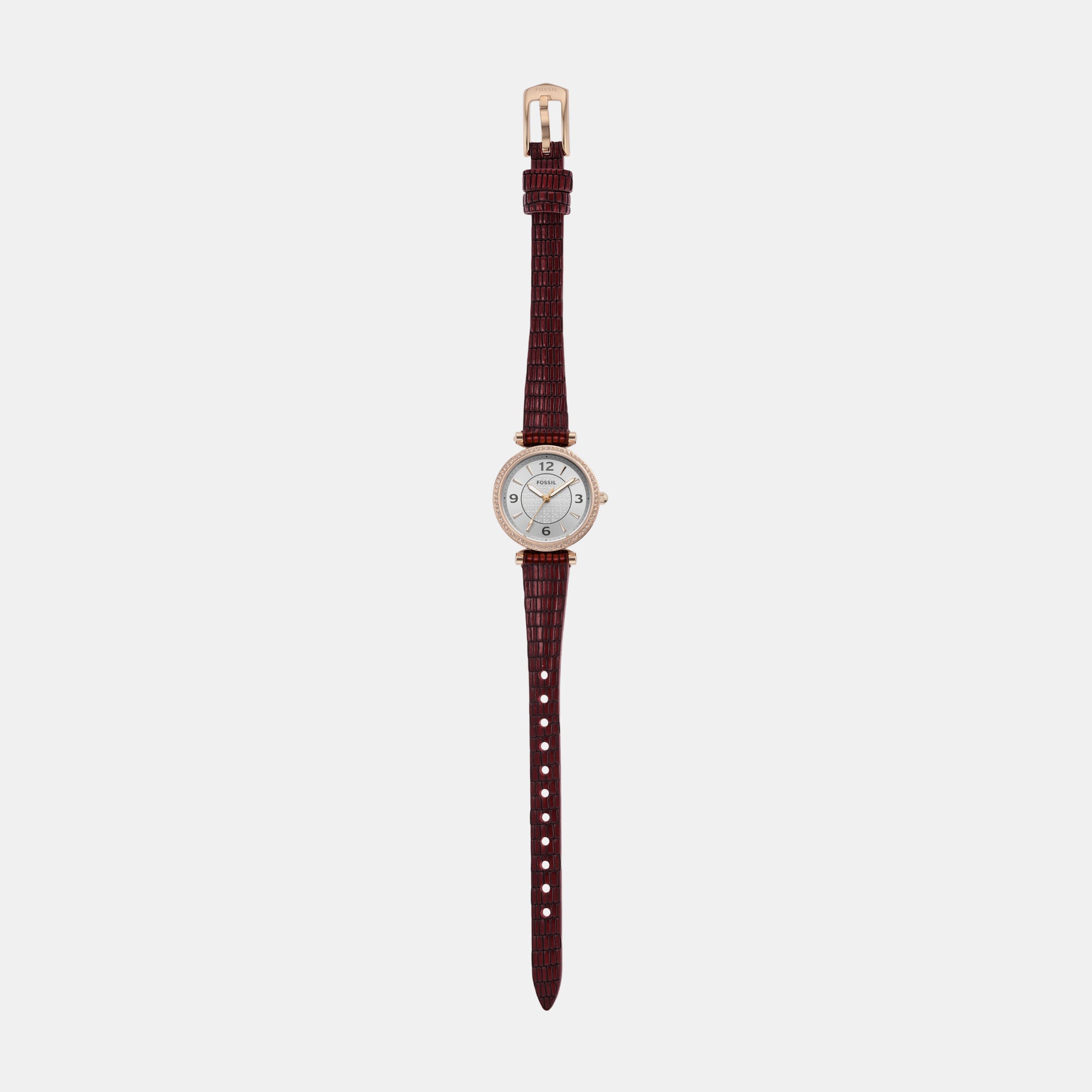 Female Carlie Three-Hand Red Lizard Leather Watch ES5296 – Just In