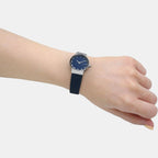 Women Quartz Blue Dial Analog Leather Watch SKW3007
